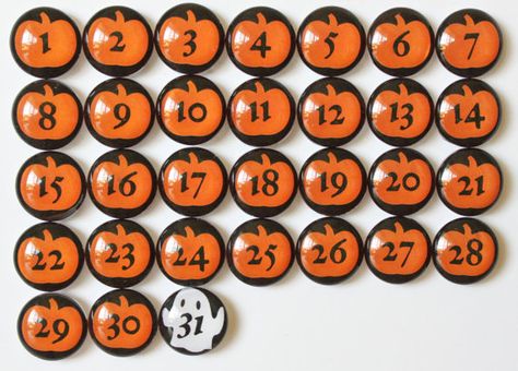 Number Magnets  Halloween by MillcreekPress on Etsy Number Magnets, Calendar Magnets, Chalkboard Markers, Glass Magnets, Fridge Decor, Magnetic Calendar, Family Calendar, Holiday Calendar, Spooky Designs