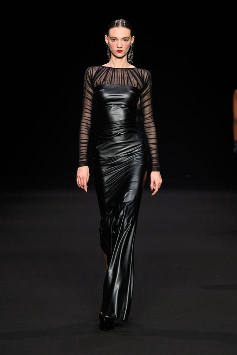 Illusion Gown, High Fashion Looks, Chiara Boni, Show Collection, Mesh Sleeves, Fall Winter 2024, Fashion Show Collection, Fashion Runway, 2024 Collection