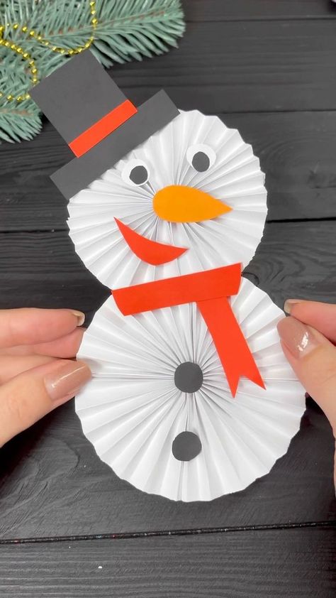 Paper SNOWMAN DIY Christmas Decorations Christmas Paper Crafts #tutorial #craft #papercrafts #christmas #christmasdecor | Origami Studio | Origami Studio · Original audio Fall Kindergarten Crafts, Paper Crafts Tutorial, Paper Snowman, Snowman Diy, January Crafts, Cardboard Crafts Diy, Snowman Christmas Decorations, Christmas Crafts For Kids To Make, Christmas Arts And Crafts