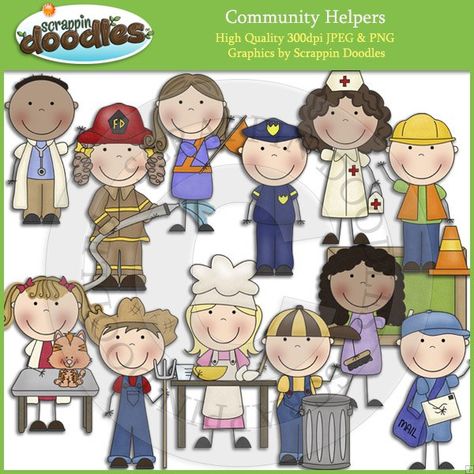 Community Helpers Clip Art Download - $3.50 : Scrappin Doodles, Creative Clip Art, Websets & More Community Clipart, Garbage Collector, Women Doctor, Kids Clip Art, Math Clipart, Police Man, Crossing Guard, Community Workers, Teaching Lessons