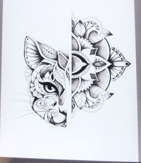 Cat Mandala Tattoo, Cat Mandala, Mandala Tattoo, Creative Tattoos, Abstract Artwork, Tattoos, Art