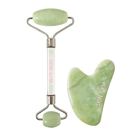 Smooth, contour, and sculpt your face to perfection. The ultimate duo to take care of your skin at home. Glowy Skin Naturally, Facial Workout, Jade Facial Roller, Improve Appearance, Skin Gym, Roller Workout, Face Massager Tool, Jade Face Roller, Gua Sha Massage