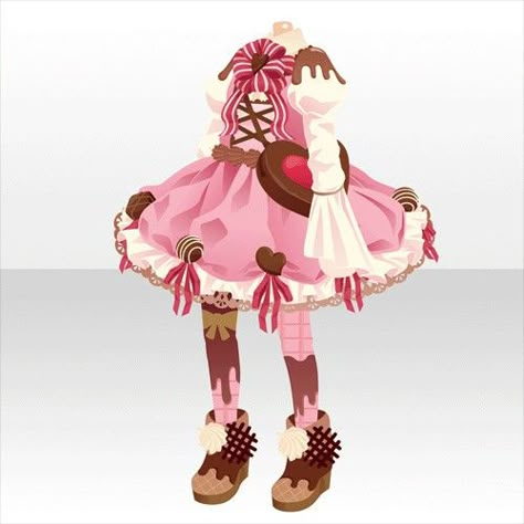 Dessert Outfit, Fairy Games, Magical Girl Outfit, Candy Art, Pink Chocolate, Drawing Anime Clothes, Anime Accessories, Cocoppa Play, Fashion Design Drawings