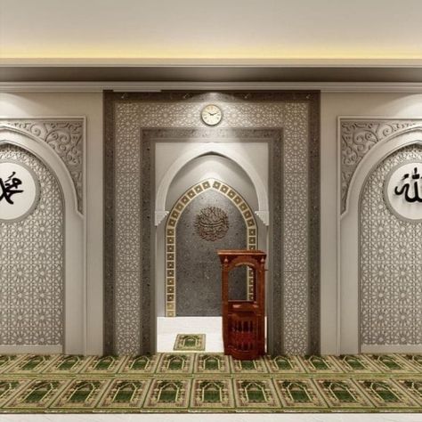 Masjid Mimbar Design, Mihrab Design Islamic Architecture, Mihrab Design Modern, Mosques Interior, Modern Mosque Interior, Masjid Interior Design, Masjid Interior Design Modern, Mihrab Masjid, Mihrab Design