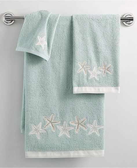 Avanti Bath, Sequin Shells 11" x 18" Fingertip Towel Bedding #ad #coastal #nautical #ocean #beachhouse #sea #coastaldecor #tropical Seashell Bathroom, Ocean Bathroom, Beachy Bathroom, Ocean Room, Beachy Room, Coastal Room, Beach Theme Bathroom, Beach Bathroom Decor, Stella Marina