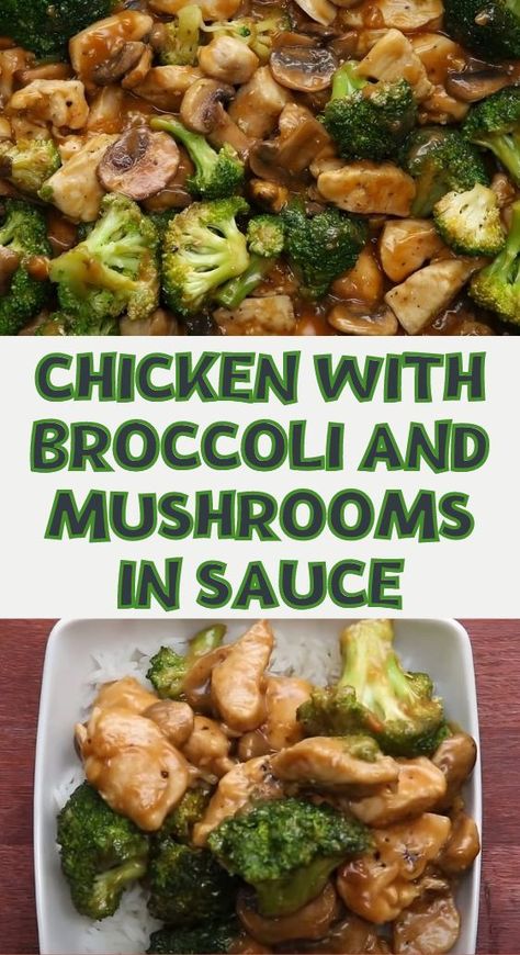 Chicken And Mushroom Recipes Healthy, Dinner With Mushrooms, Sauce For Broccoli, Broccoli And Mushrooms, Cholesterol Friendly Recipes, Chicken With Broccoli, Homemade Chinese Food, Chicken Mushroom Recipes, Recipe Using Chicken