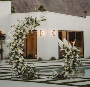 Moon Arch, Wooden Arbor, White Flower Arrangements, Moon Wedding, Wedding Ceremony Backdrop, Ceremony Decor, Ceremony Arch, Flower Packaging, Floral Backdrop