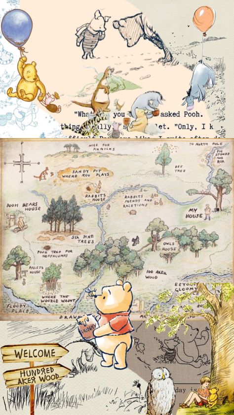 #winniethepooh #hundredacrewoods #books #movie #movies  #tv #childhood #nostalgia #wallpaper #aesthetic #pinterest #fyp Aesthetic Wallpaper Winnie The Pooh, Roo Winnie The Pooh Wallpaper, Winnie The Pooh Wallpaper Landscape, Winnie The Pooh Collage Wallpaper, Disney Wallpaper Winnie The Pooh, Winnie The Pooh Background, Hundred Acre Woods, Winnie The Pooh Nursery, Fashion Teenage Girls