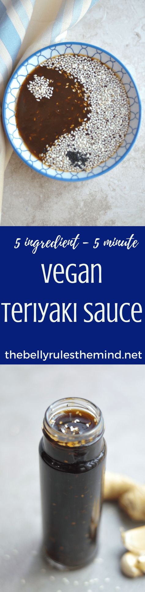 5 Ingredient Teriyaki Sauce | The Belly Rules The Mind Vegan Teriyaki Sauce, Orange Tofu Recipe, Vegan Teriyaki, Make Teriyaki Sauce, Teriyaki Sauce Recipe, Teriyaki Recipe, Vegan Asian Recipes, Quick Easy Vegan, Vegan Asian