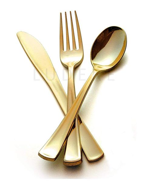 Amazon.com: 240 Pc Premium Gold Plastic Cutlery | Extra Heavy Duty with Bright Shiny Finish | Convenient, Strong Silverware includes 80 Forks 80 Spoons 80 Knives | Ludere Elegant Disposable Flatware Set: Home & Kitchen Gold Plastic Silverware, Gold Fork, Gold Silverware, Baby Shower Pink, Plastic Silverware, Plastic Utensils, Gold Flatware, Plastic Forks, Eating Utensils