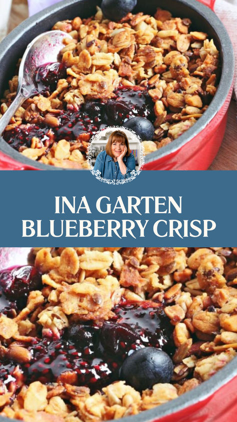 Ina Garten Blueberry Crisp Using Blueberries, Gluten Free Blueberry Crisp, Banana Pudding Ice Cream, Blueberry Crisp Recipe, Homemade Peach Ice Cream, Chocolate Pudding Desserts, Crisp Desserts, Canned Blueberries, Berry Crisp