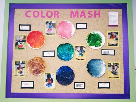 Color Mash bulletin board.  Infant art projects.  Shapes and Colors Unit. Toddler Classroom Ideas, Infant Art Projects, Diy Garden Shed, Infant Room Daycare, Infant Toddler Classroom, Infant Art, Shapes Lessons, Infant Classroom, Color Unit