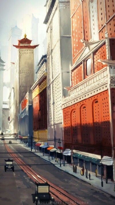 REPUBLIC CITY Avatar Scenery, Bts Avatar, Atla Scenery, Fire Ferret, Atla Aesthetic, City Iphone Wallpaper, Cityscape Drawing, Old Witch, Witch Queen