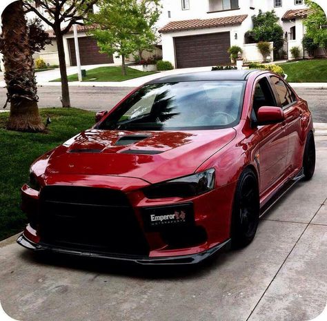 Red car Evo 10, Slammed Cars, Bmw M Power, Lancer Evo, Evo X, Mitsubishi Evo, Lancer Evolution, Japan Car, Mitsubishi Lancer Evolution