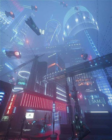 Its my cake day! Have some cyberpunk art and backgrounds :3 - Imgur Ville Cyberpunk, Art Cyberpunk, Sci Fi City, Sci Fi Environment, New Retro Wave, Cyberpunk Aesthetic, Cyberpunk City, Landscape Concept, Arte Cyberpunk