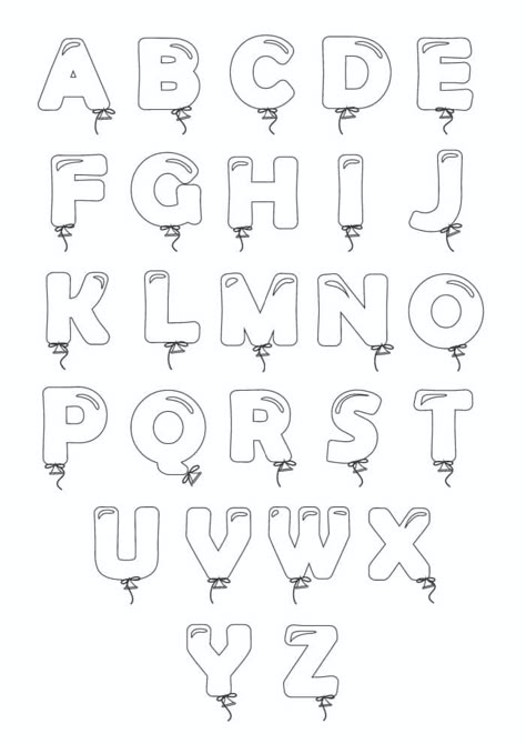 Printable Bubble Letters: Balloon Letters Set - Freebie Finding Mom Ballon Font Alphabet, Ballon Letters Drawing, Birthday Fonts Alphabet, Wildflower Balloons, Abc Lettering Fonts, Balloon Letters Drawing, Happy Birthday Bubble Letters, Balloon Lettering, Nye Birthday