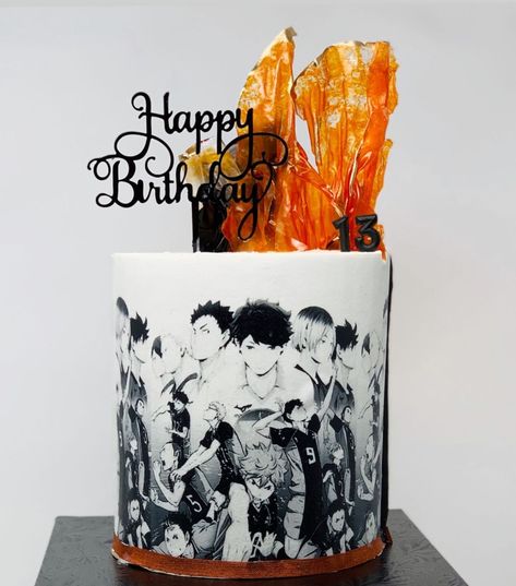 Haikyuu Cake Ideas, Haikyuu Birthday Cake, Naruto Cake, Leopard Cake, Printable Birthday Banner, Cake For Her, Anime Cake, Buttercream Cake Decorating, Anime Party