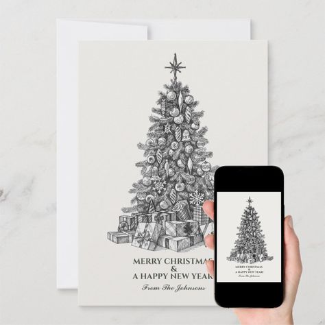 Elegant Vintage Christmas Tree Holiday Card Classy Christmas Cards, Christmas Cards Zazzle, Classy Christmas, Christmas Card Design, Vintage Christmas Tree, Elegant Christmas, Card Designs, Holiday Card, Hat Crafts