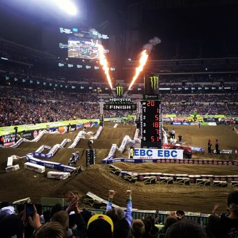 #supercross #monster #energy #awesome #love Dirt Bike Race, Bmw Motorcycle S1000rr, Race Aesthetic, Lake Scenes, Motocross Tracks, Gladiator Arena, Ama Supercross, Monster Energy Supercross, Dirt Bike Gear