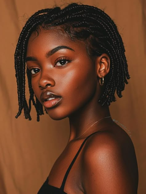 Trendy Short Hair Braid Styles for 2024 Square Braids Hairstyles, Short Natural Hair Braid Styles No Weave, Short Braids On Natural Hair, Short Tiny Braids, Black Girls Hairstyles Braids Short, Short African Braids, Short Bob Locs, Braid Bob Hairstyles For Black Women, Short Fantasy Hair