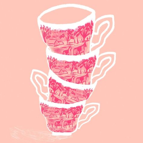 Stacked teacups, a very inspiring lady once owned these. Someone who was such a lovely person who was always grateful & who was very strong & independant. It's funny how objects can spark emotions. These cups for me spark gratitude. So I had to draw them 💖☕ ° ° ° #teacups #illustration #greetingcard #womenwhodraw #digitalartist #floralillustration #stationarydesign #inkyart #illustration_daily #teacups #vintage #digitalart #editorialart Teacups Illustration, Stacked Teacups, Always Grateful, Lovely Person, Editorial Art, Stationary Design, It's Funny, Floral Illustrations, Digital Artist