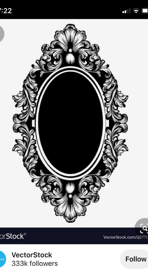 Baroque Frame Tattoo, Tattoo Picture Frame, Ornate Mirror Tattoo, Mirror Frame Tattoo, Black Mirror Tattoo, Mirror Tattoo Design, Tattoo Frame Design, Vintage Frame Tattoo, Vintage Mirror Tattoo