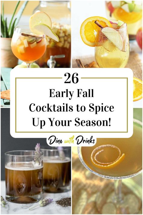 Collage of 4 early fall cocktails. Fall And Winter Cocktail Recipes, October Cocktail Recipes, September Cocktail Recipes, Unique Fall Cocktails, September Cocktails, Fall Cocktails Easy, Autumn Cocktails, Girls Night Cocktails, Fall Cocktail Recipes