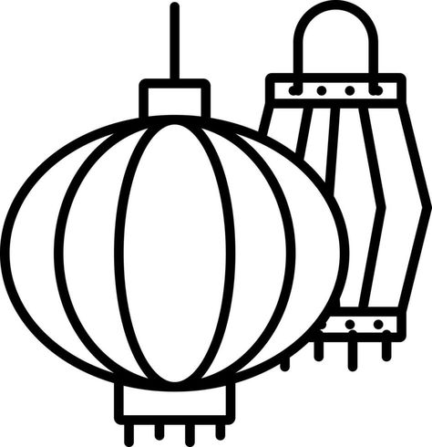 Black Outline Chinese Lantern Icon Or Symbol. Chinese Lantern, Chinese Lanterns, Vector Clipart, Lanterns, Clip Art, Black