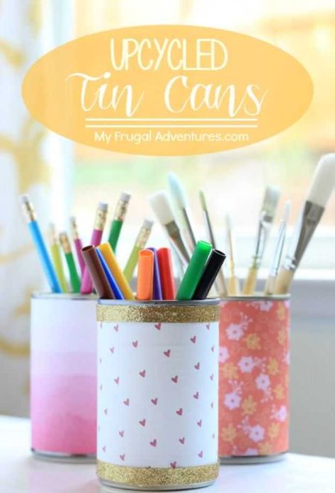 Diy Back To School Supplies, Thrifty Diy, Diy Back To School, Tin Can Crafts, Back To School Crafts, Cool School Supplies, School Craft, Diy School Supplies, Diy Simple