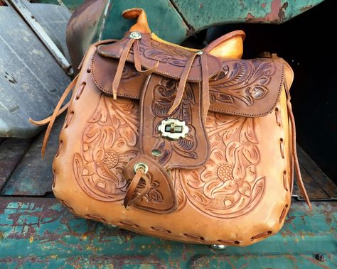 1960s Tooled Leather Horse Saddle Purse Made in Mexico, Hippie Shoulder Bag Southwestern Western Saddle Purse, Cowboy Culture, Horse Purse, Homesteading Animals, Saddle Bag Purse, Leather Handbags Handmade, Tooled Leather Purse, Leather Ideas, Country Girls Outfits