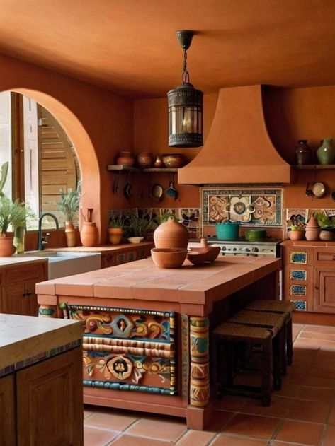 Mexican Backsplash Kitchen, Mexican Modern Kitchen, Hacienda Style Homes Mexican Kitchen, Mexican Houses Interior, Mexican Kitchen Design, Mexican Style Kitchens Ideas, Hacienda Style Homes Mexican, Hacienda Style Kitchen, Mexican Home Design