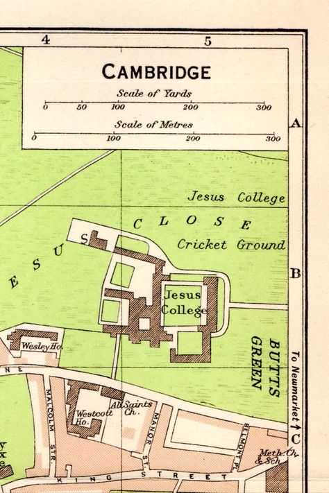 1965 Vintage Cambridge Map Original Print Cambridge Map, Cambridge England, Print Wall Decor, Vintage Maps, Vintage Map, Print Wall Art, Original Prints, Print Wall, Cambridge