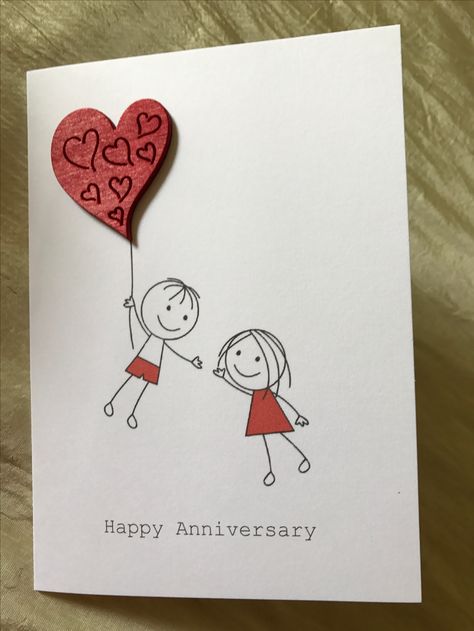 Homemade Cards For Anniversary, Happy Anaversery Cards, 1 Year Anniversary Diy Card, Anniversary Art Ideas For Parents, Anniversary Card Craft, 25 Anniversary Cards Handmade, Anniversary Card Drawing Ideas, Anivasary Cards, Anniversary Greeting Cards For Husband