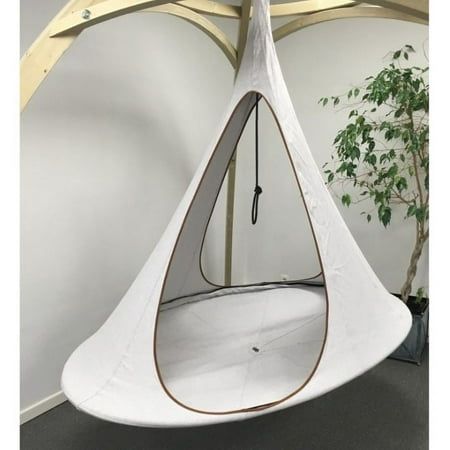 Inspired by the classic Cacoon hanging hammock, the twin doors of the Songo offer more air circulation and a closer connection with your environment, while still maintaining your privacy. Product comes with the black rope and carabiner. Length: 127 cm/50 in Width: 195 cm/77 in Height: 195 cm/77 in Capacity: 200 kg/440 lb Fabric: Olefin Frame: Anodized Aluminum Ring 1 Year Warranty Color: White. Tree Tent, Hanging Tent, Hammock Tent, Hanging Hammock, Galvanized Iron, Restaurant Concept, Black Rope, Vintage Camping, Hammock Camping