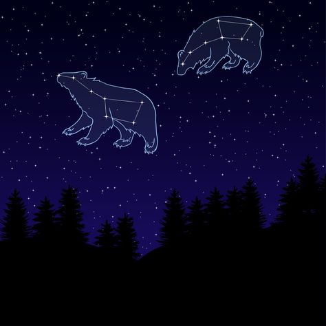 Ursa Major Ursa Minor, Painted Name Signs, Ursa Major Constellation, Sky Chart, Constellation Art, Ursa Minor, Mythological Characters, Ursa Major, Big Dipper