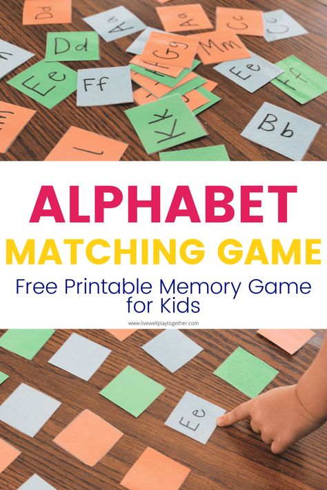 This ABC Memory Match-Up is a fun alphabet game you can use with toddlers or preschoolers.  It is a fun way to learn and practice the letters of the alphabet and can easily be used at home or in the classroom.  Keep reading to get your own printable ABC matching game cards! Alphabet Memory Game, Abc Matching, Alphabet Matching Game, Alphabet Letter Activities, Alphabet Game, Fun Alphabet, Abc Games, Abc Printables, Memory Games For Kids