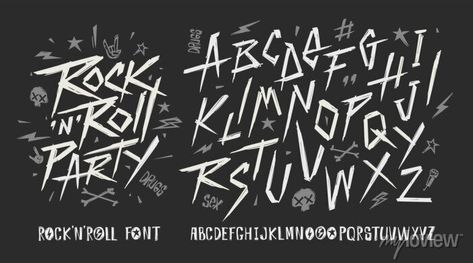 Punk Rock Music, Alphabet Templates, Font Alphabet, Type Font, School Of Rock, Doodle Fonts, Doodle Art Drawing, Creative Lettering, Rock N’roll