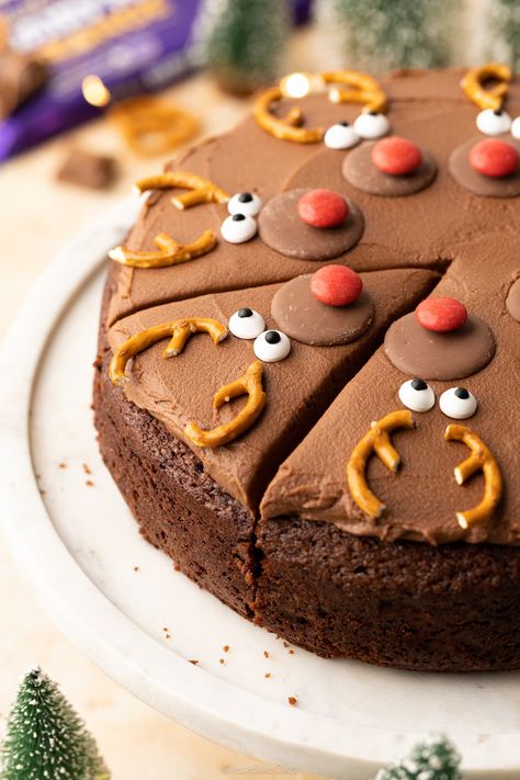 Chocolate Orange Reindeer Cake Easy Christmas Cakes, Christmas Cake Chocolate, Reindeer Cake, Chocolate Orange Cake, Reindeer Cakes, Coffee And Walnut Cake, Orange Chocolate Cake, Cakes Chocolate, Christmas Easy