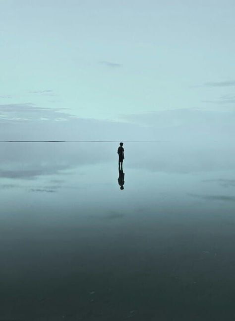 reflection, water, lake, sea, sky, outdoors, landscape, ocean, action, beach, dawn, one, sunset, fog, solitude Alone Photography, Tattoo Style Drawings, Landscape Concept, Minimalist Photography, Glitch Art, Romantic Art, Dark Photography, Radiohead, Nature Girl