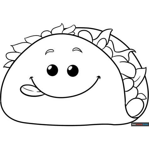 Free Funny Taco Coloring Page for Kids Taco Pictures, Easy Drawing Guides, Taco Humor, Food Coloring Pages, Drawing Guides, Popular Cartoons, Kids Print, Printable Coloring Sheets, Drawing Tutorial Easy