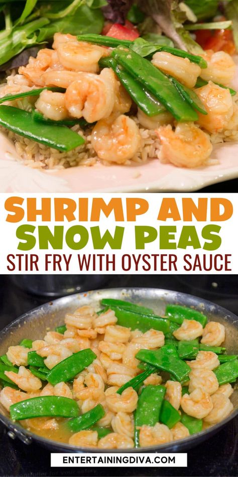 Shrimp and Snow Peas Stir Fry With Oyster Sauce | Easy Dinner Recipes Stir Fry With Oyster Sauce, Oyster Sauce Recipes, Snow Peas Stir Fry, Garlic And Ginger, Shrimp And Rice, Snow Peas, Superbowl Party Food, Shrimp Dishes, Pea Pods