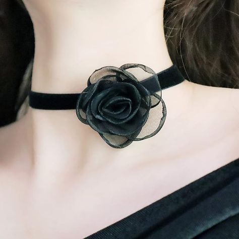 Black Red Rose, Ribbon Choker Necklace, Velvet Necklace, Flower Choker Necklace, Ribbon Choker, Lace Choker, Flower Choker, Womens Chokers, Rose Party