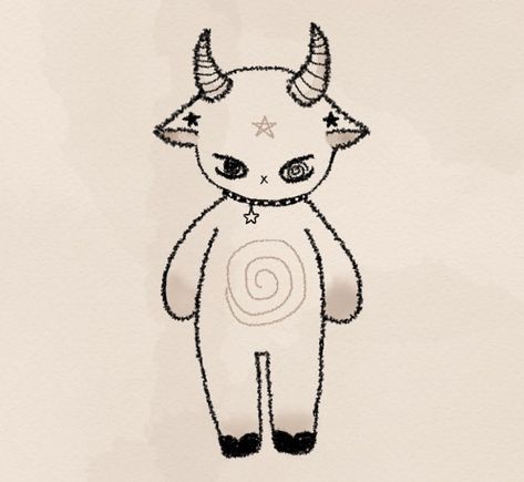 #baphomet #spiral #cutedrawing #cute #art #doodle Zombie Style, Horror Merch, Degenerate Art, My Moon And Stars, Funky Tattoos, Moon Drawing, Arte Cyberpunk, Occult Art, Illustration Artists