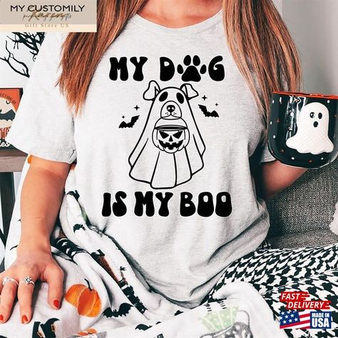 Dog Is My Boo Halloween Shirt Cute And Bat Ghost Trending Unisex T-Shirt Classic Check more at https://mycustomily.com/product/dog-is-my-boo-halloween-shirt-cute-and-bat-ghost-trending-unisex-t-shirt-classic/ Dog Poems, Dog Mom Svg, Halloween Shirt Svg, Boo Shirts, My Boo, Dog Branding, Cute Shirt Designs, Dog Svg, Dog Projects