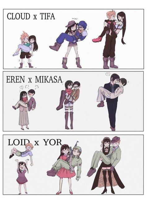 Iconic Couples, Couples Art, Eren X Mikasa, Anime Fandom, Anime Family, Anime Meme, Dessin Adorable, Anime Crossover, Fanarts Anime