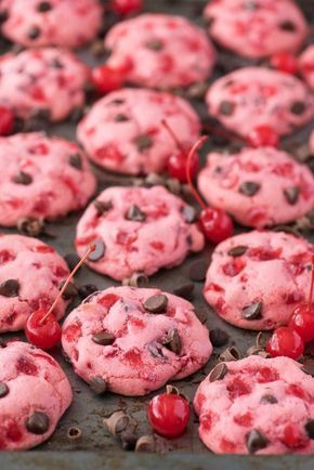 Thick & chewy maraschino cherry chocolate chip cookie recipe! Candied cherry cookie recipe. Cherry Chocolate Chip Cookies, Cherry Cookies Recipes, Resepi Biskut, Cherry Cookies, Cherry Chocolate, Chocolate Chip Cookie Recipe, Chewy Candy, Chip Cookie Recipe, Master Chef