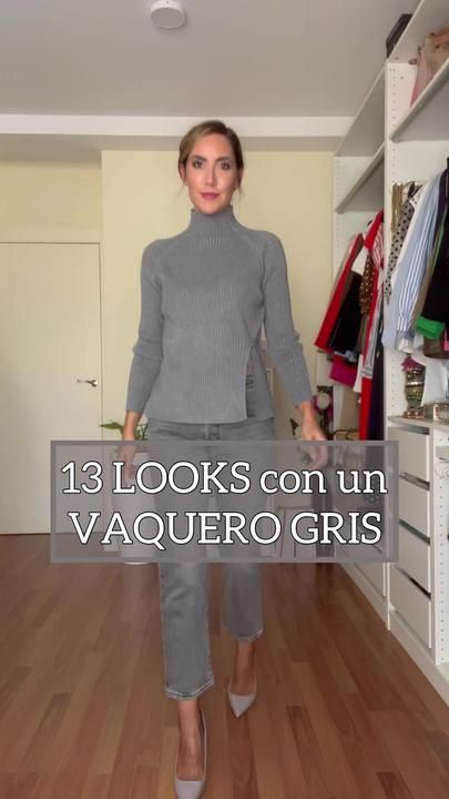 Rosa Sorroche en TikTok Jean Gris Outfit, Outfit Jean Gris, Grey Jeans Outfit, Denim Jeans Outfit, Wide Leg Jeans Outfit, Outfits Con Jeans, Looks Jeans, Look Office, Look Jean