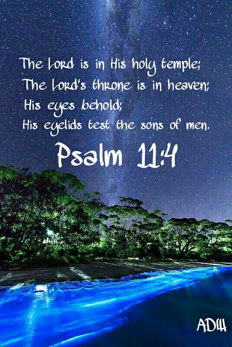 The LORD is in his holy temple, the LORD'S throne is in heaven: his eyes behold, his eyelids try, the children of men. ~Psalm 11:4 Psalm 11, Bible Psalms, Fear God, Book Of Psalms, Bible Promises, Spiritual Messages, Favorite Bible Verses, Love The Lord, Jesus Is Lord