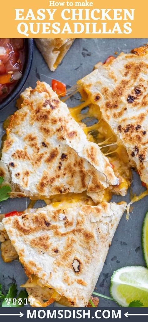 Easy Chicken Quesadillas, Chicken Fajita Quesadillas, Quesadilla Recipes Easy, Quesadilla Maker, Chicken Quesadilla Recipe, Diner Recipes, Chicken Fajita, Chicken Quesadillas, Chicken Dishes Recipes