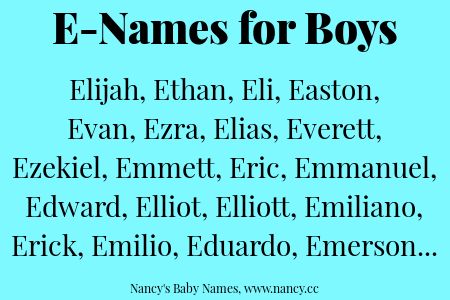 E Names For Boys, E Names, Names That Start With An E, Male Names Starting With A, E Boy Names, L Names For Boys, 4 Letter Boy Names, Boy Names Starting With Letter L, Trendy Baby Boy Names